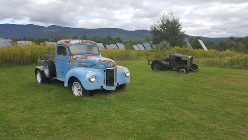 Vintage truck and tractor out back of cider mill in Stowe, VT! #Adventure