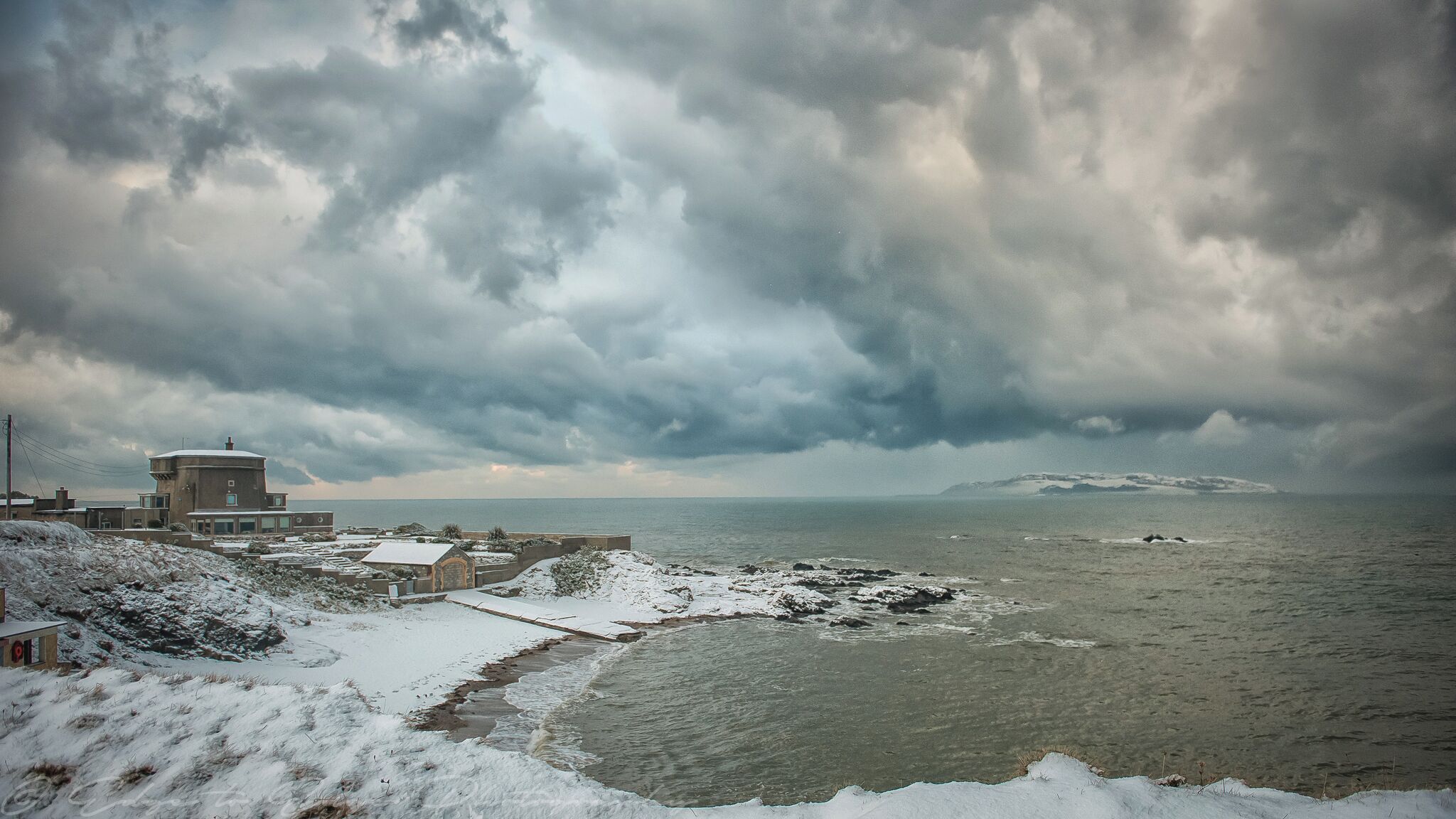 Big snow of 2011 over Tower Bay and Lambay Island, North Coast of Dublin