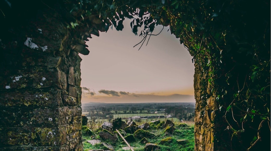 When the sun was coming to a close at the end of the day, I manage to capture the sun setting over the distant farm land over Co. Kildare. This castle is in ruins, some sight on top of the hill.
