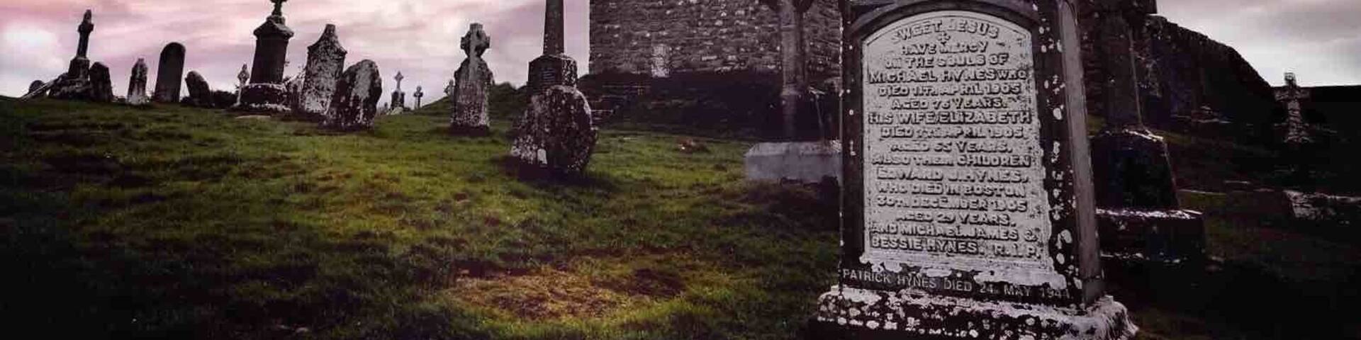 Clonmacnoise is an ancient monastic site near Shannonbridge, in Ireland. It's a popular visitor attraction. Walk amongst the stone ruins and you'll conjure images of the saints and scholars of Ireland’s renowned Golden Age of learning.