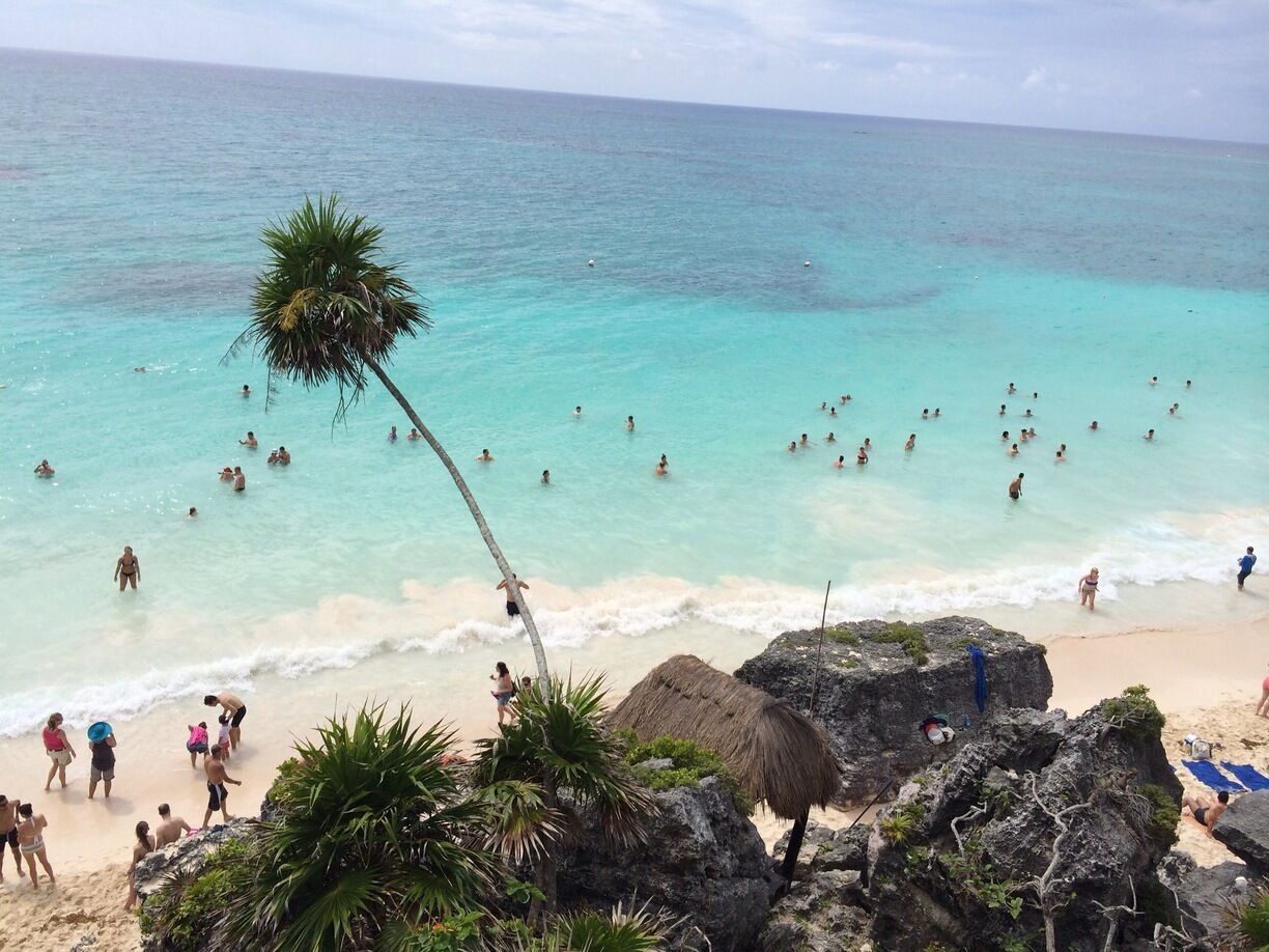This little alcove by the Tulum Mayan ruins was beautiful.  The Mayans had a great eye for a place to make their paradise!