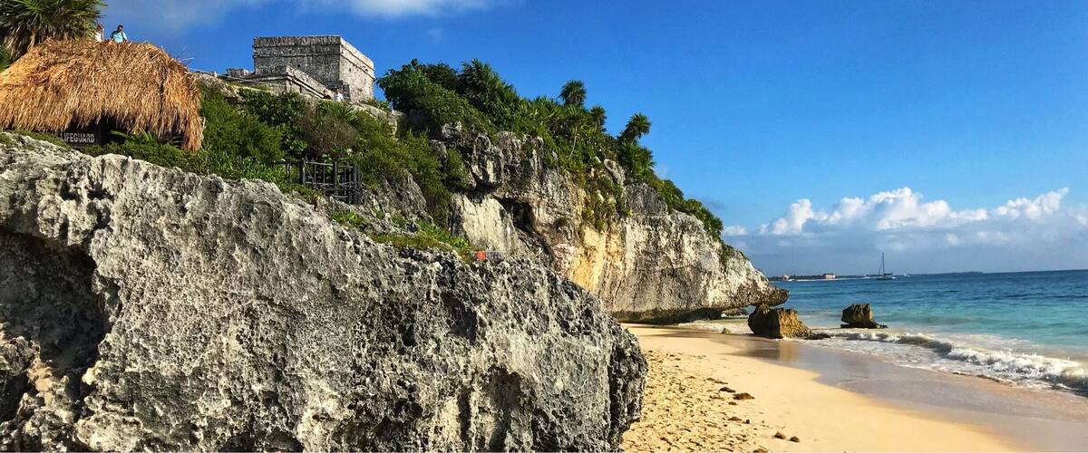 Maya ruin on the beach