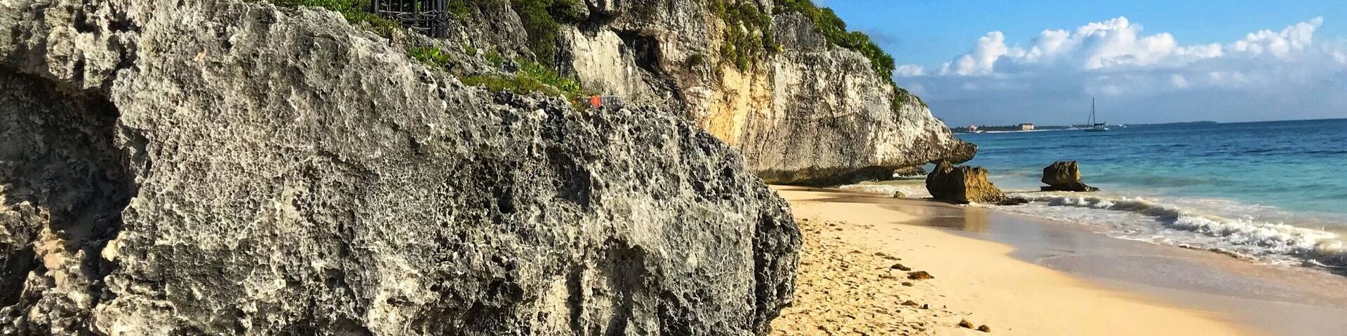 Maya ruin on the beach