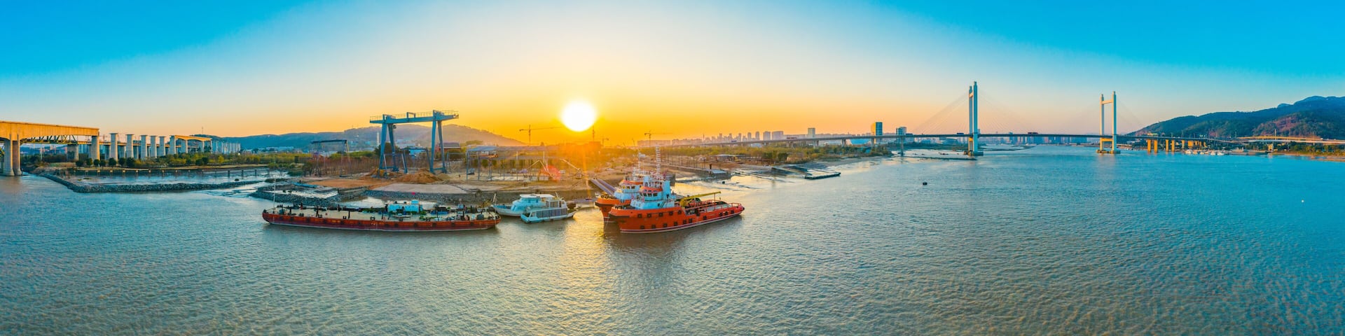Scenic view of the Weijiang Pier in Fuzhou City, Fujian Province, China