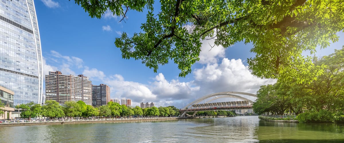 Green ecological scenery of Qijiang Park in Zhongshan City, Guangdong Province, China