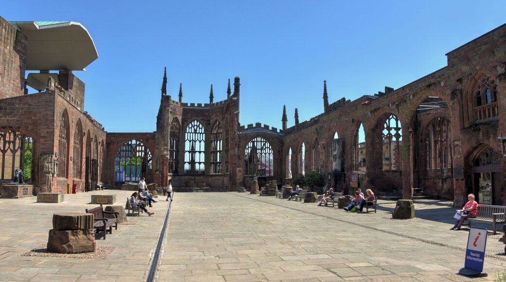 The ruins of Coventry Cathedral, destroyed in German bombing raids in World War II.