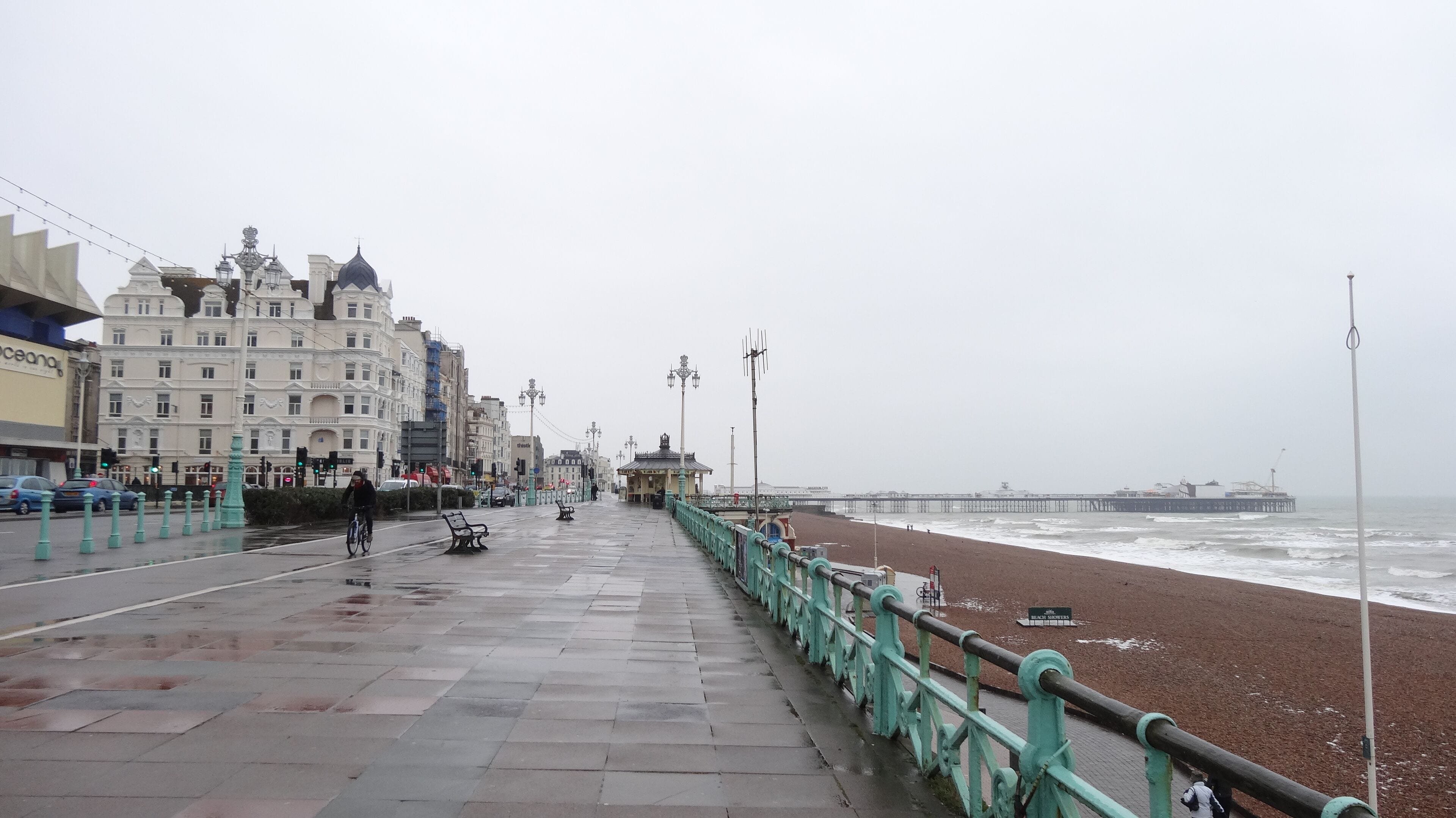 King's Road, Brighton, East Sussex, seen on a wet and windy day in January 2013.