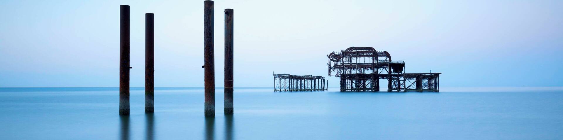 May, blue hour at Brighton West Pier. UK.