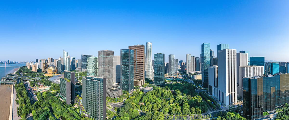 panoramic city skyline in hangzhou china