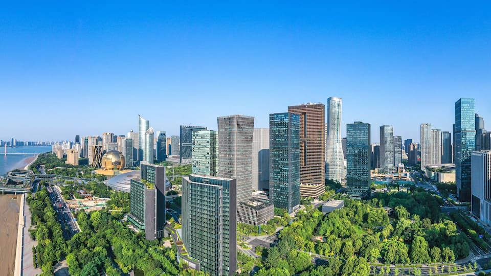 panoramic city skyline in hangzhou china