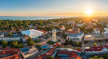 Europe Hungary Siofok Lake Balaton. Cityscape. sunset. water tower. panorama. city library. Church of the Blessed Virgin Mary in Siofok. sio plaza.