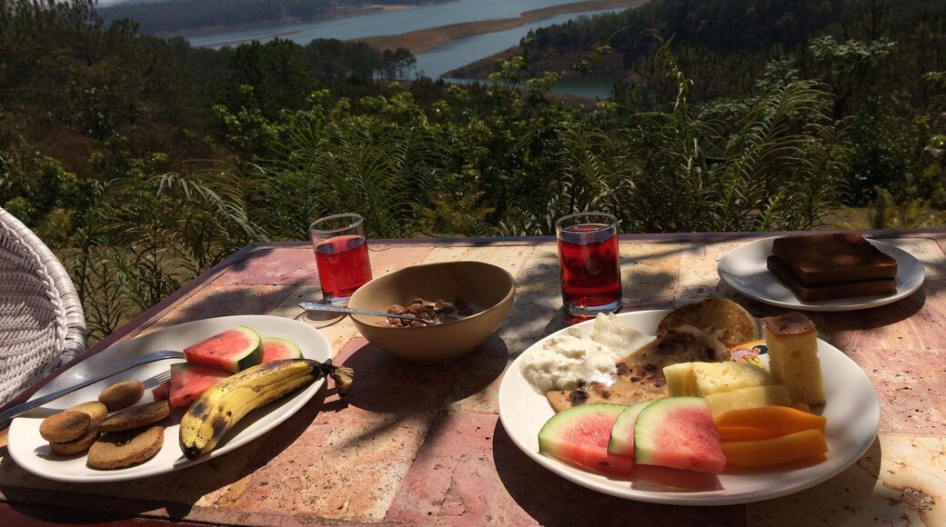 Refreshing breakfast overlooking Lake Umiam at Meghalaya , India