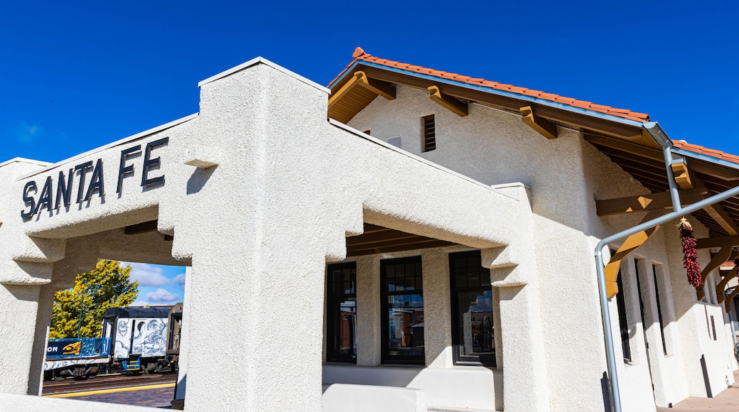 Restored Historic Santa Fe Train Depot at Santa Fe Railyard District, Santa Fe, New Mexico, USA