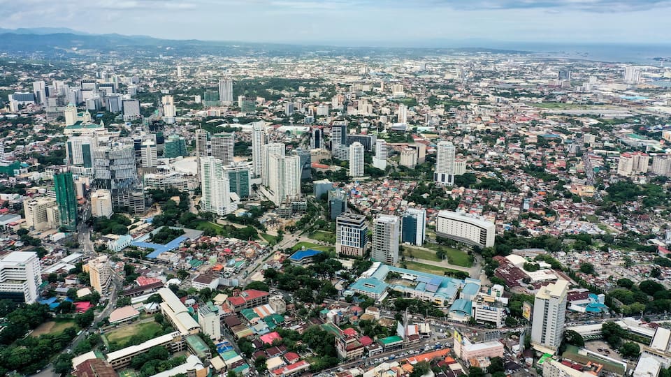 Cebu City - Sept 2019: Aerial of Cebu IT Park, BPO Industry in Philippines.