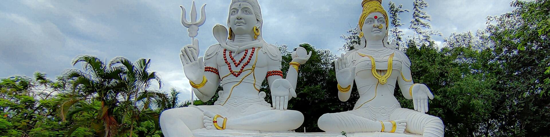Shiva Parvathi statues on Kailasagiri hill in Andhra Pradesh state India