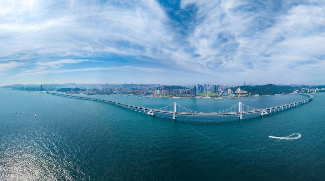 Panorama of Dalian Xinghaiwan Bridge