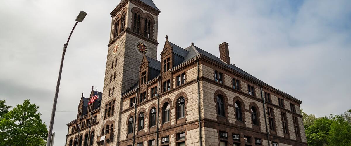City Hall, at Central Square, in Cambridge, Massachusetts.