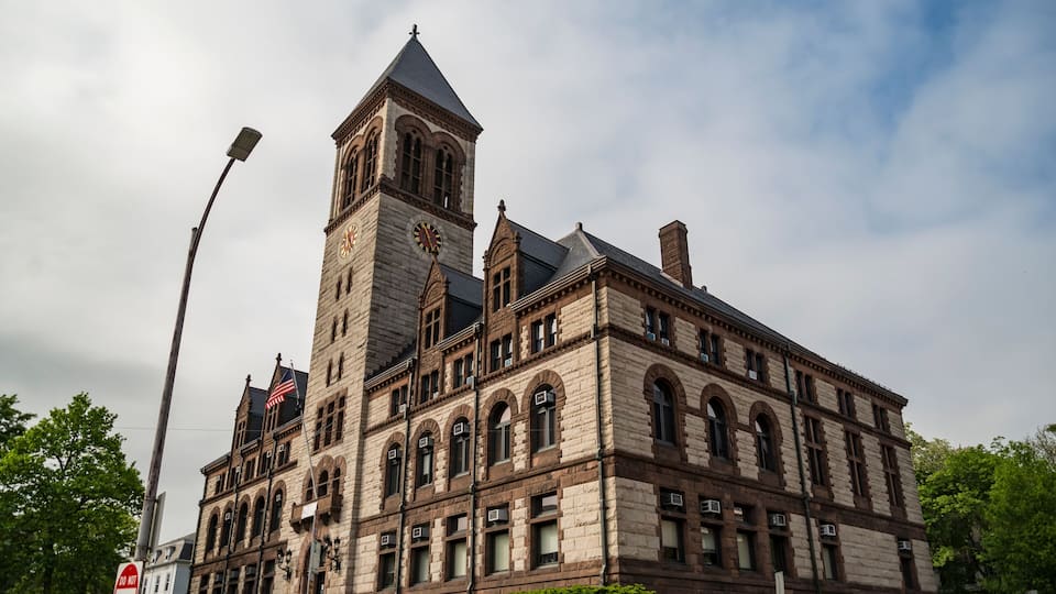 City Hall, at Central Square, in Cambridge, Massachusetts.