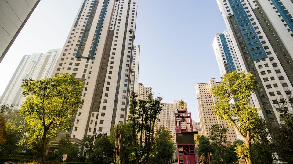 Skyscrapers morning view in Xining, Qinghai province, China