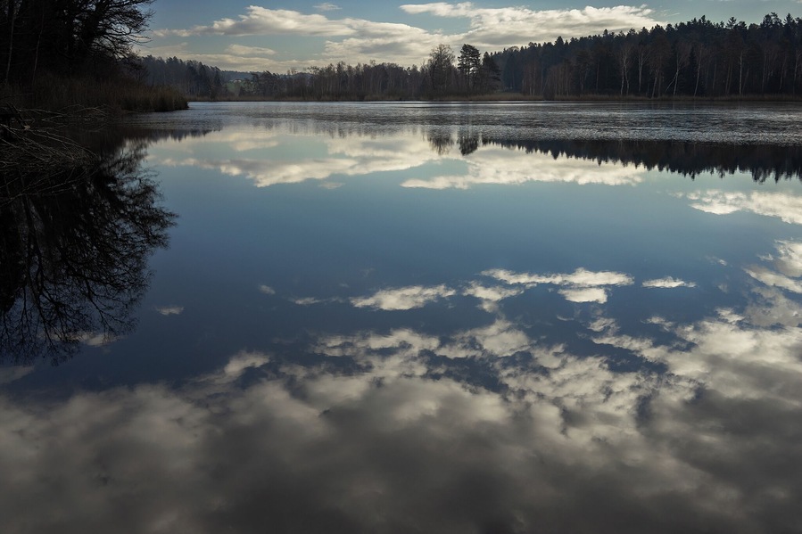 A nice nature reserve in Ossingen. The clouds can be easily reflected in the water when the water is super still!
