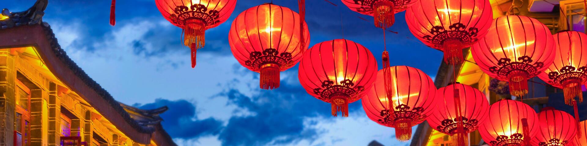 Lijiang old town in the evening with crowed tourist.