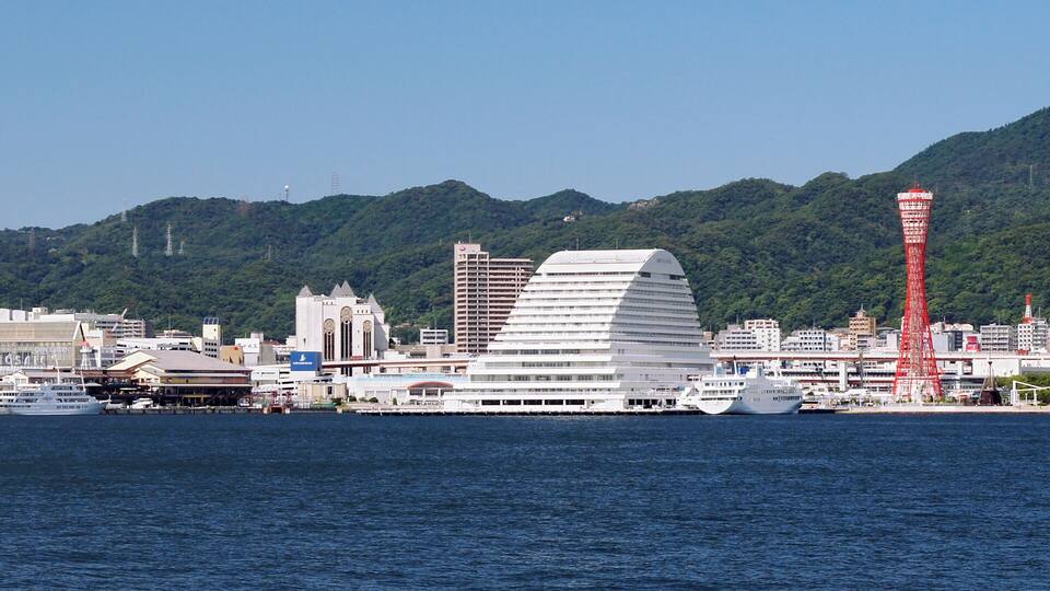 a Kobe Port view from Po-ai Shiosai Park in Kobe, Hyogo prefecture, Japan
