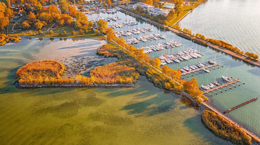 Aerial view on the pier of Balatonszemes