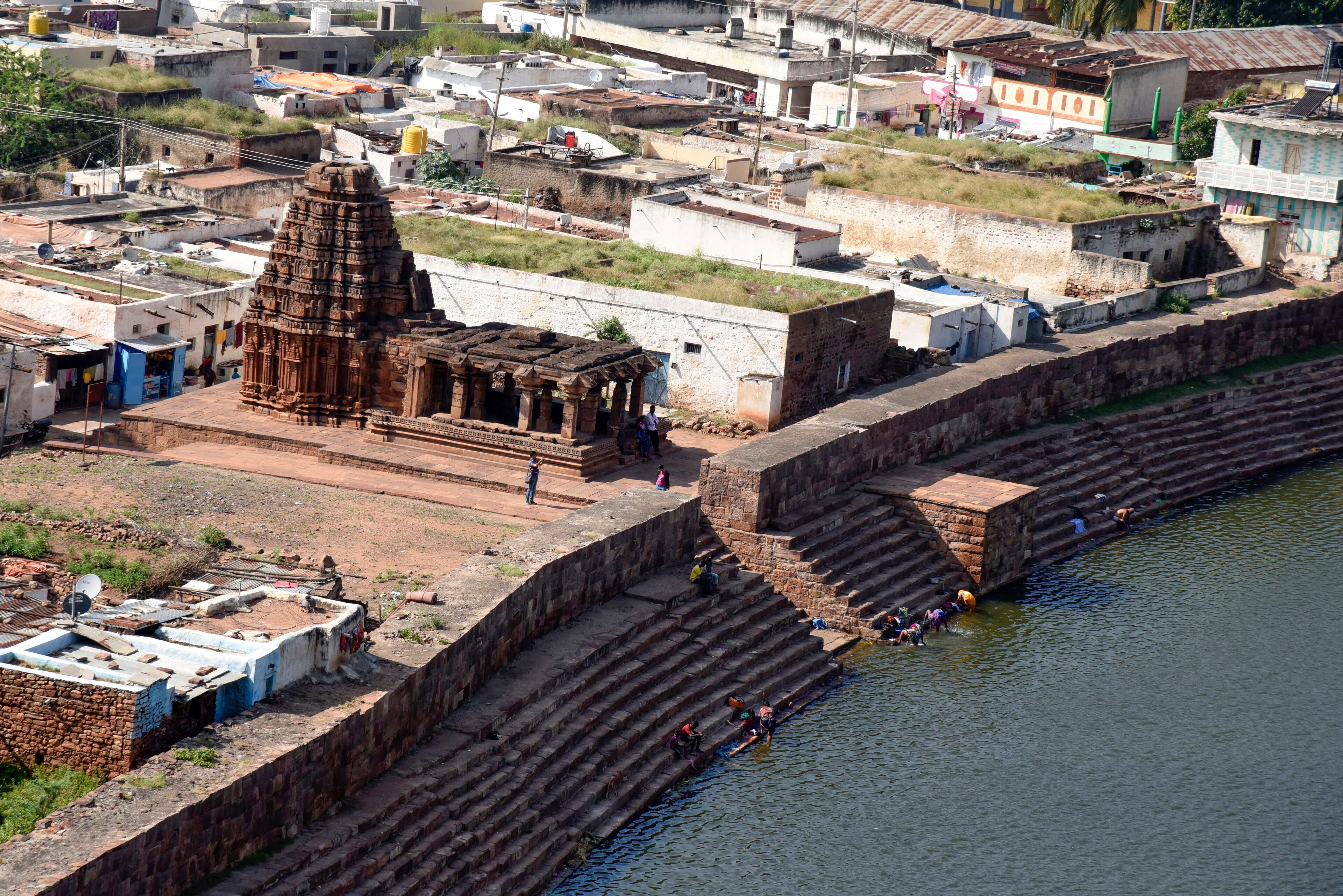 Yellamma Temple on the banks of Agastya Lake in Badami, Karnataka
