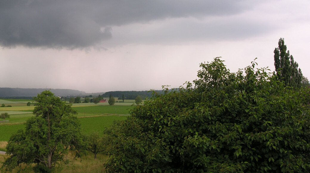 Switzerland, Canton of Schaffhausen, a thunderstorm piling up over Kohlfirst