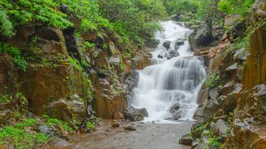 Natural waterfall located in Western Ghats of Maharashtra state in monsoon season Bhor, Pune, Maharashtra, India.