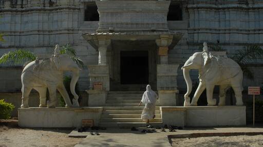 Majestic temple with Elephant statues in Danta, Gujarat, India