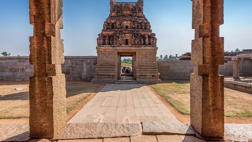View of Chandrasekhara Temple, The ruins of ancient city Vijayanagar at Hampi, Karnataka, India