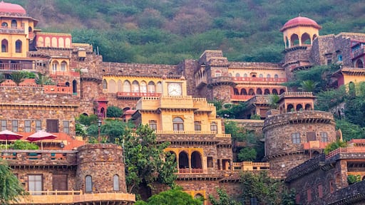 Neemrana Fort Palace - 15th century Fort located in Neemrana in Alwar Rajasthan India. Old medieval Fort-Palace built on Aravalli hills. Perfect weekend getaway from Delhi. Famous Luxury Resort India.