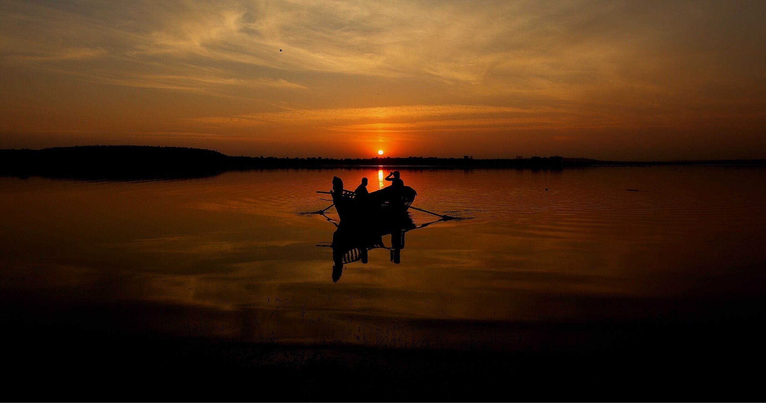 As I get mesmerised by the awesome sunset scene. It made me wonder if the fishermen couples in this scene are even thinking about the profoundness of the moment. In all probability this is a daily scene for them and maybe it just gets drowned in their tired mind and body after many hours of hard work... Are we too being observed by someone else in a similar profound scene with the observers wondering if we appreciate being part of the scene??