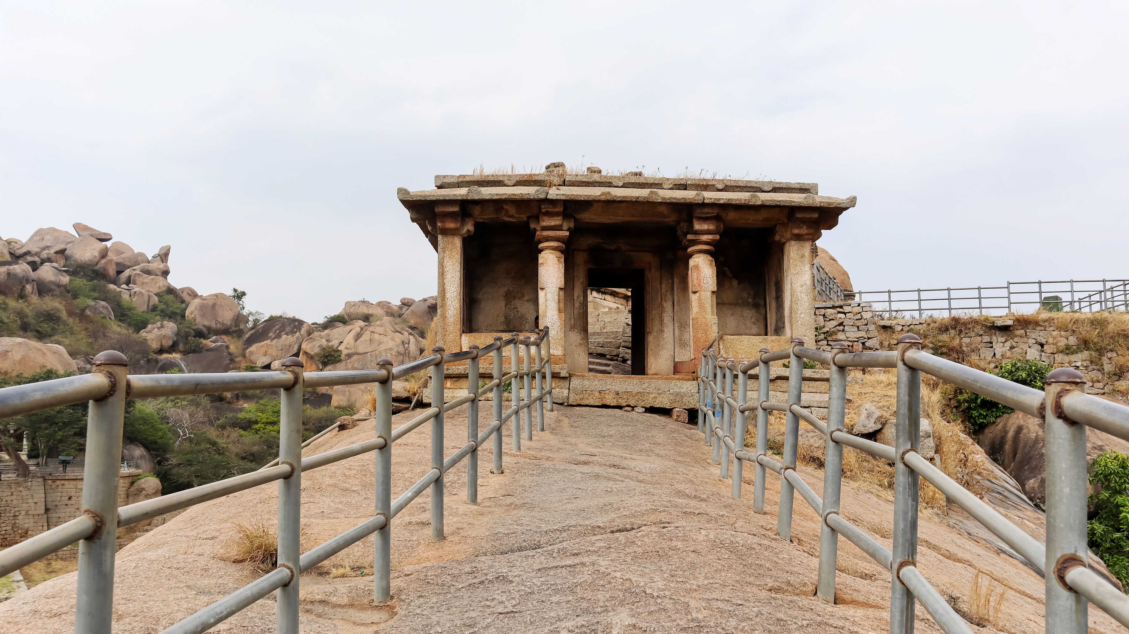 Front View and entrance railing of Hidimbeswara Temple, Chitradurga fort, Karnataka, India