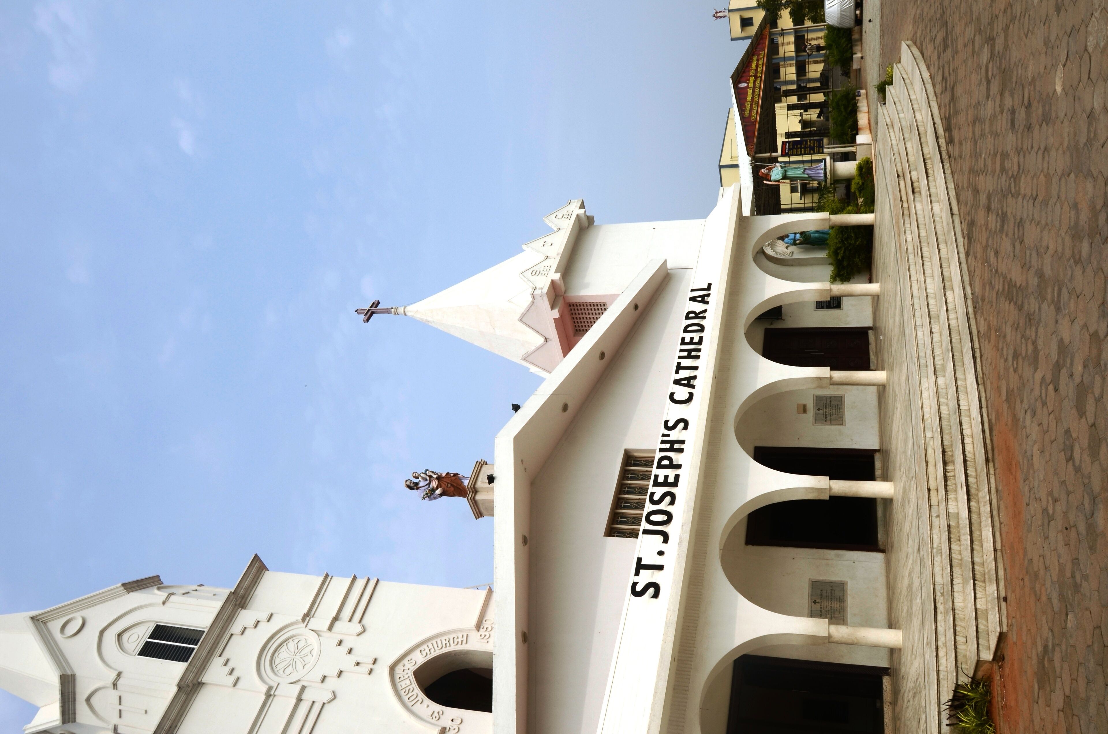 St. Joseph's Cathedral with its distinctive architecture and nameplate.