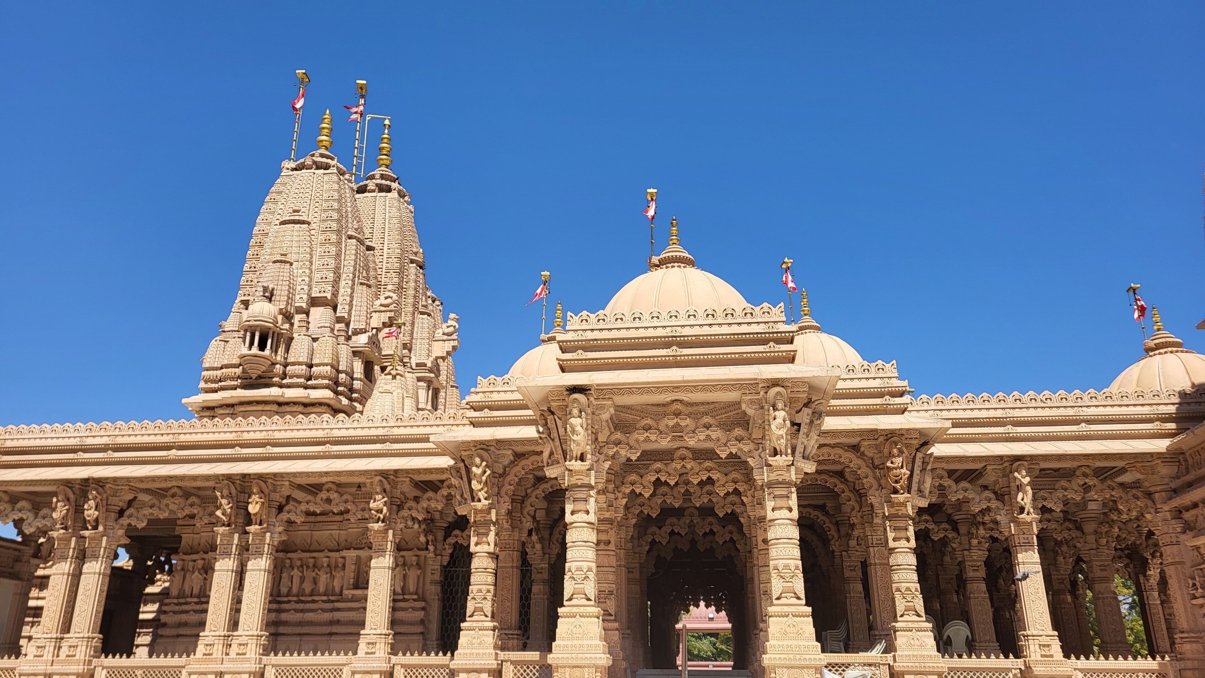 A temple with intricate carvings and multiple spires.