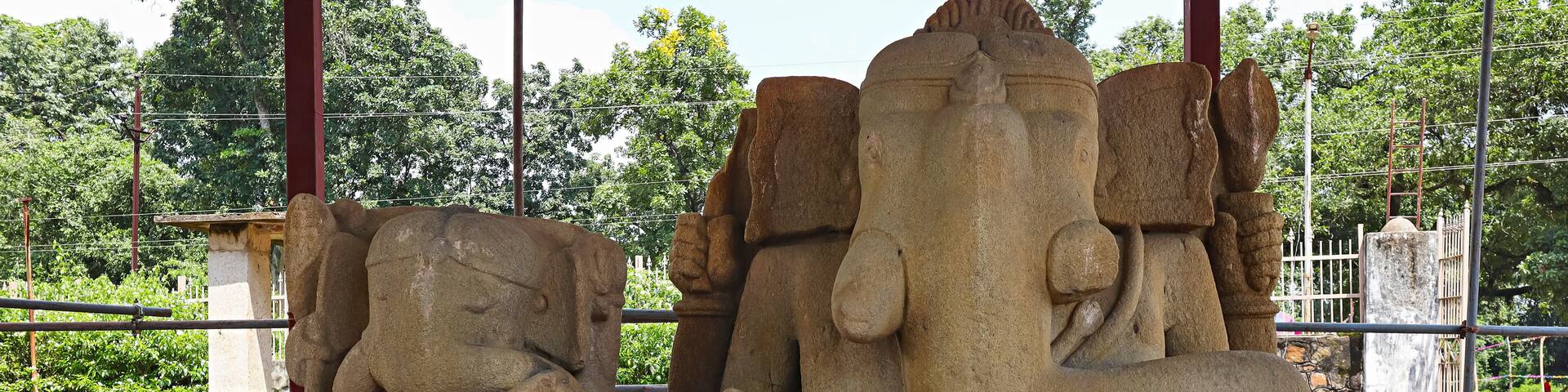 Beautiful Monolithic Two Ganesha Statues Belong to 11-12th Century C.E. Barsur, Bastar, Chhattisgarh, India...
