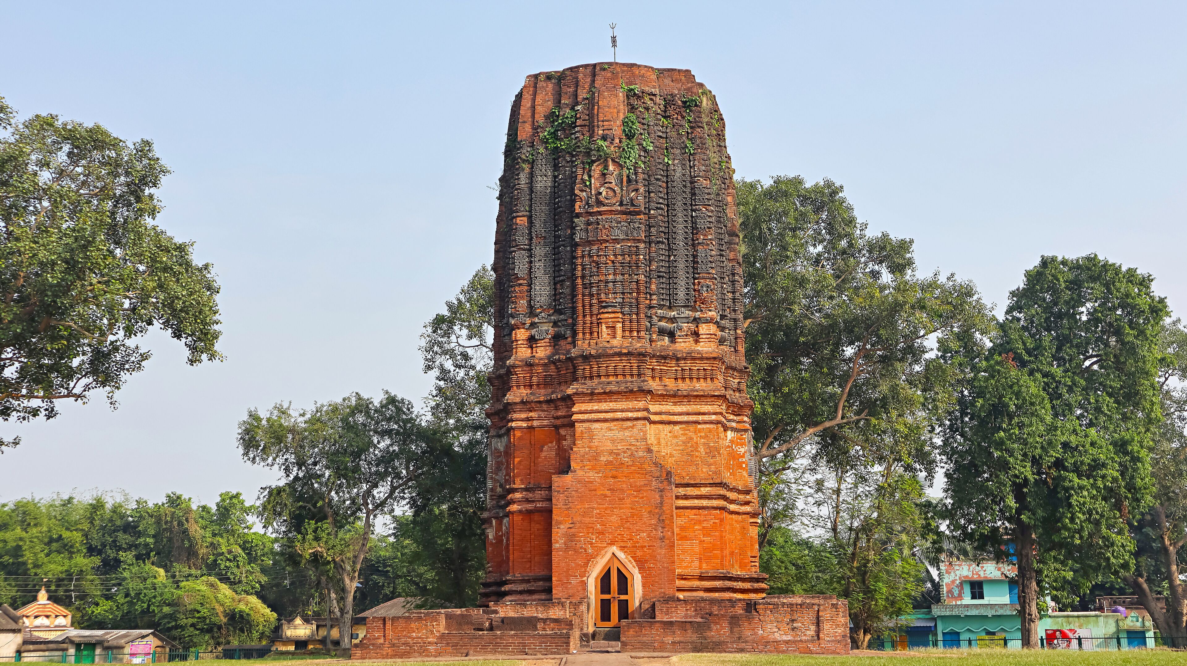 Ancient terracotta Siddheshwar Temple, dedicated to Lord Shiva, a 11th-century Pala Dynasty monument, Bahulara, Bishnupur, West Bengal, India.