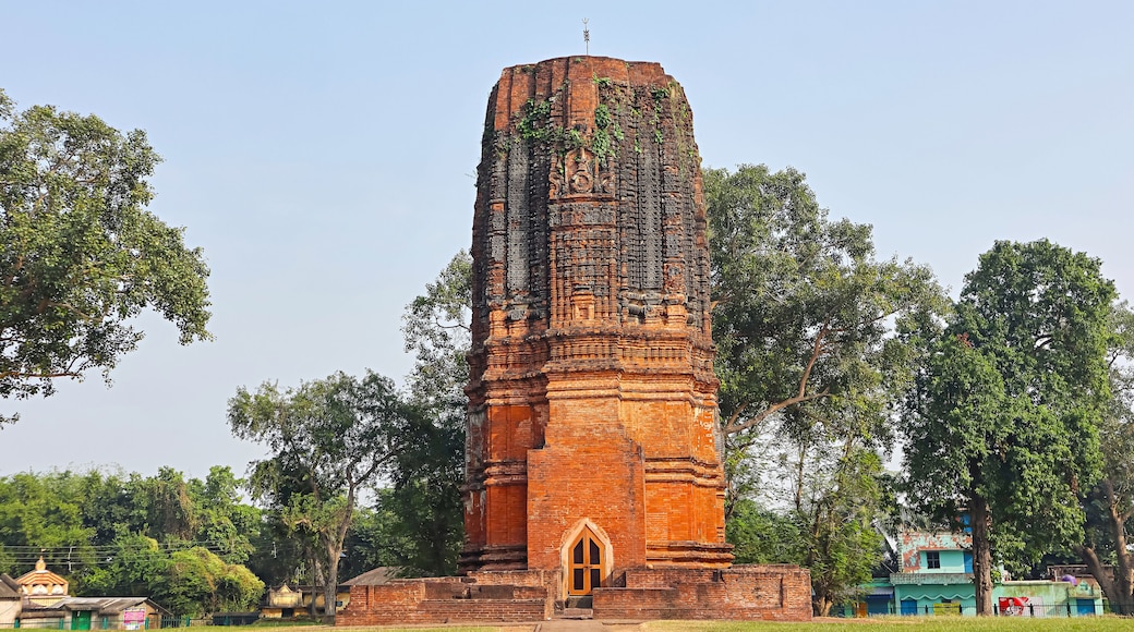 Ancient terracotta Siddheshwar Temple, dedicated to Lord Shiva, a 11th-century Pala Dynasty monument, Bahulara, Bishnupur, West Bengal, India.