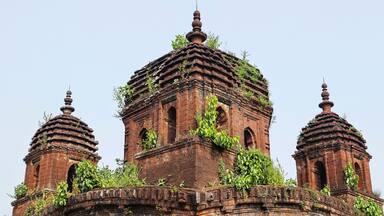 Domes of the ancient Shyamchand Rai Temple, an 11th-century Malla Dynasty ruin, Dakshinbar, Bishnupur, Bankura, West Bengal, India.