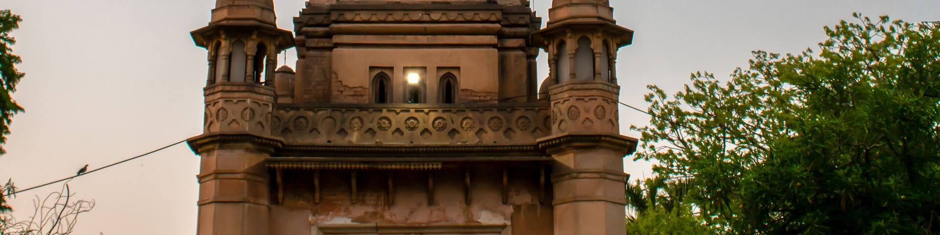 Bulandshahr, Uttar Pradesh/ India - 04/05/2019: Clock Tower Bulandshahr evening beautiful landscape with british architecture full of greenery