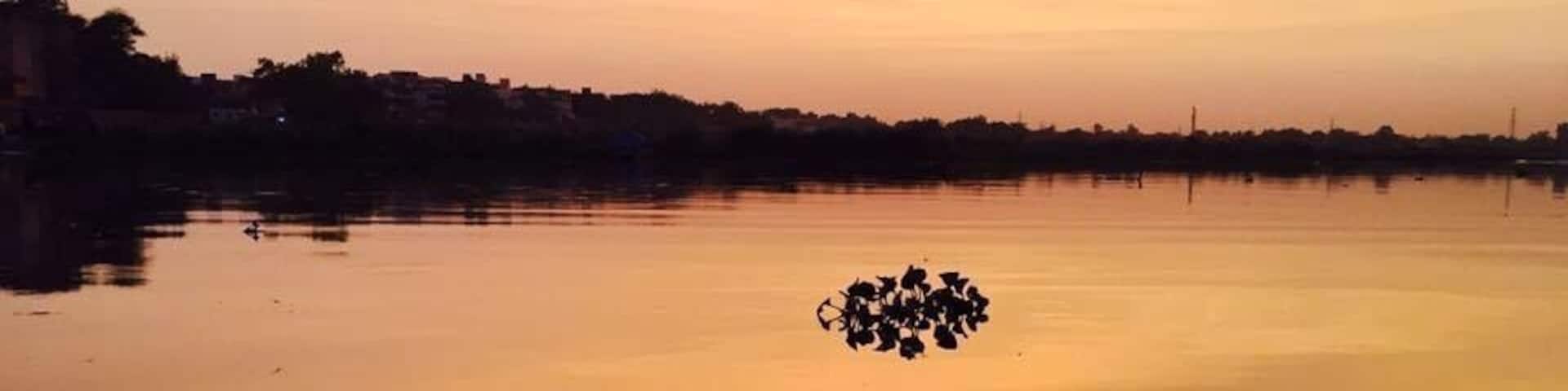Beautiful sunset from boat & picture took when I went to worship Dwarikadheesh Mandir, Mathura.