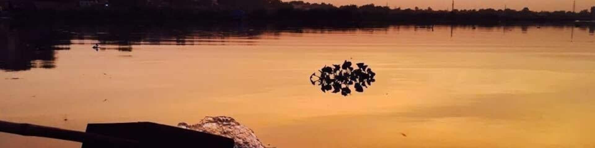 Beautiful sunset from boat & picture took when I went to worship Dwarikadheesh Mandir, Mathura.