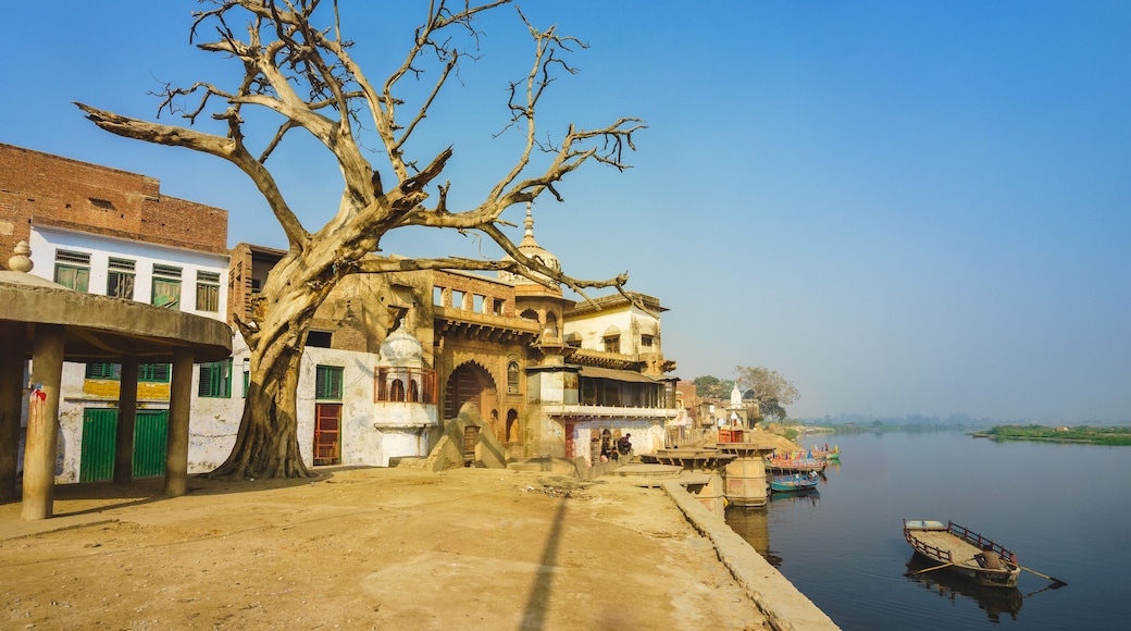 Scenery of the riverbank of Yamuna river at Mathura, Uttar Pradesh, India