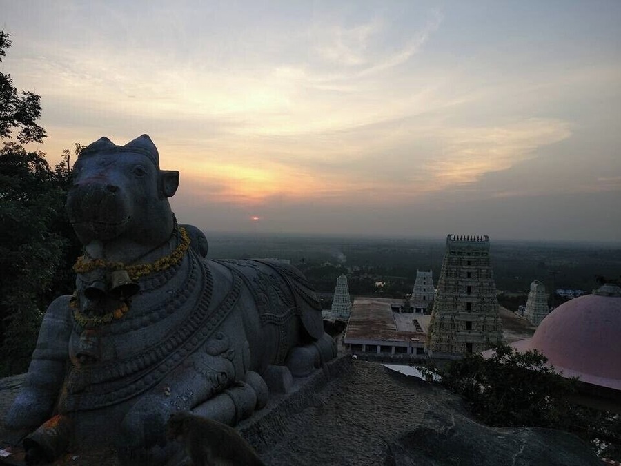View from the top of Adichuchunagiri hills in hassan. This temple is full of Lord Bairava statues