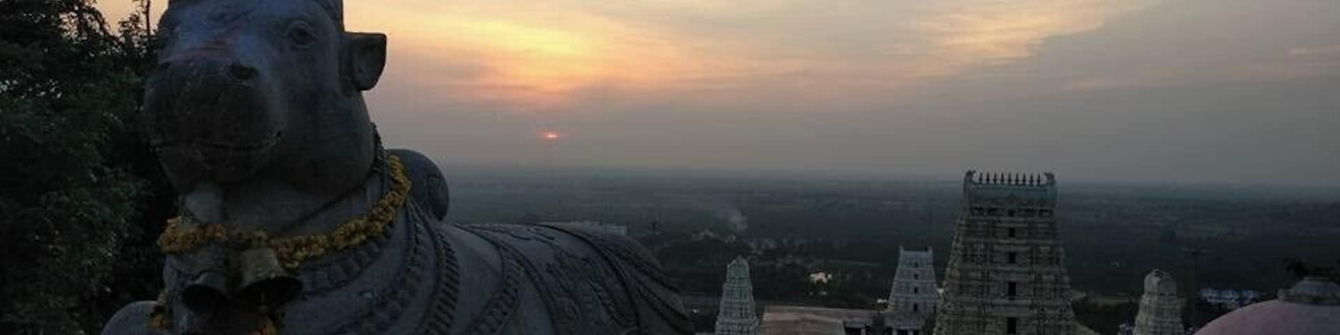 View from the top of Adichuchunagiri hills in hassan. This temple is full of Lord Bairava statues
