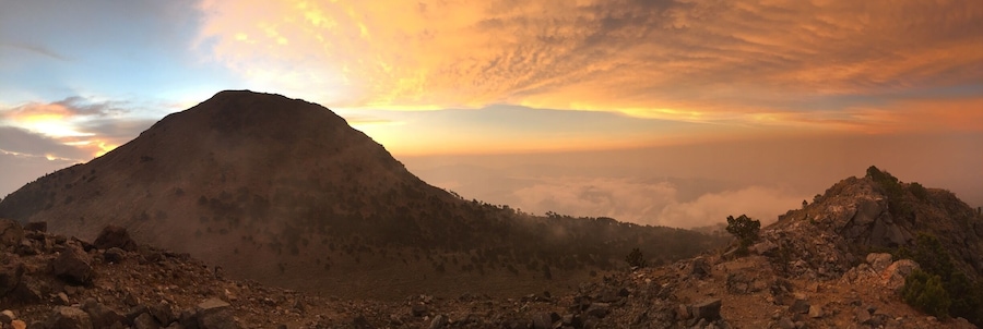 Sunset from Cerro Concepción, the smaller peak of Tajulmuco. The larger peak in the photo is the main peak of Tajulmuco. We hiked with Quetzeltrekkers and enjoyed it - this is a hike you need to do with a guide, and prepare for the cold!