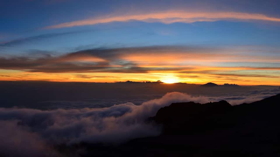 beautiful sunset on the kilimanjaro. Hike to the highest mountain afirka. Panorama big large