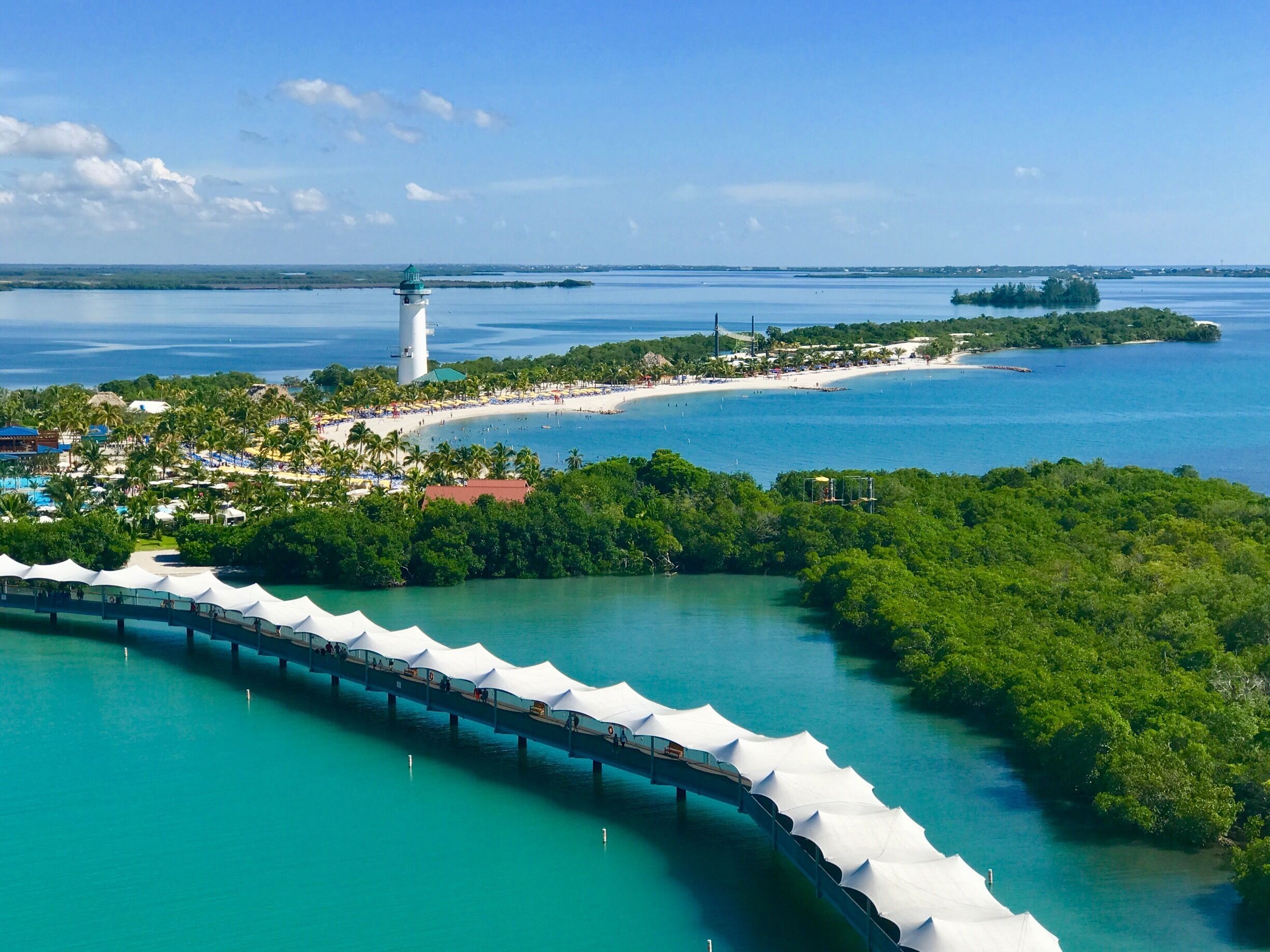 Private island in southern Belize 🇧🇿 - zip line from the top of the lighthouse plus a blue morpho butterfly 🦋 house 
#AboveItAll
#Belize #HarvestCaye